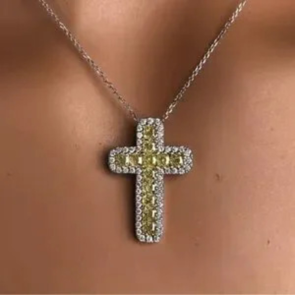 Sparkling Two-Tone Cross Necklace - Statement Faith Jewelry